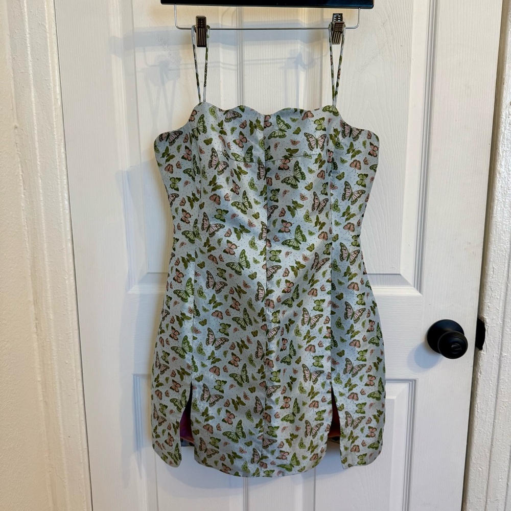 Fashion Brand Company Butterfly Satin Ink Stain Dress